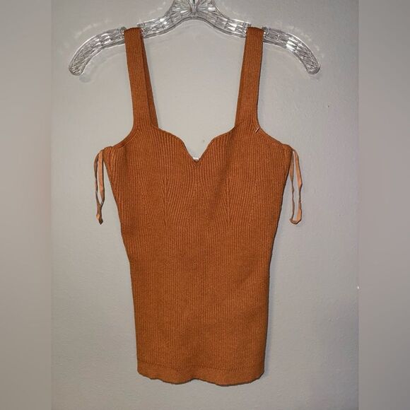 Wishlist Ribbed Knit Sweetheart Neckline- Rust Orange Large NWT - Picture 1 of 6